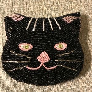 Beaded Cat Coin Purse / Mini Makeup Bag